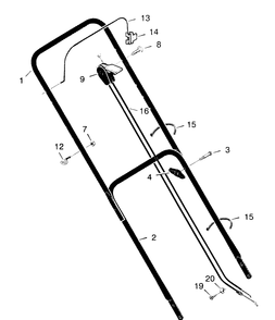 Handle Assembly Diagram and Parts List for 22256A 1997 Briggs and Stratton Lawn Mower